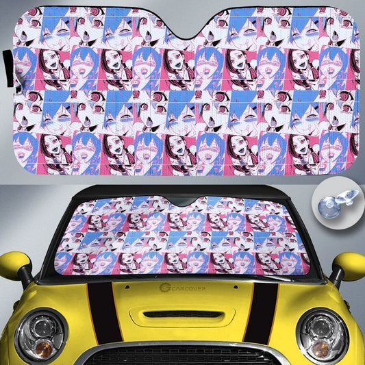 Ahegao Car Sunshade Custom Neon Vintage Car Interior Accessories - Gearcarcover - 1