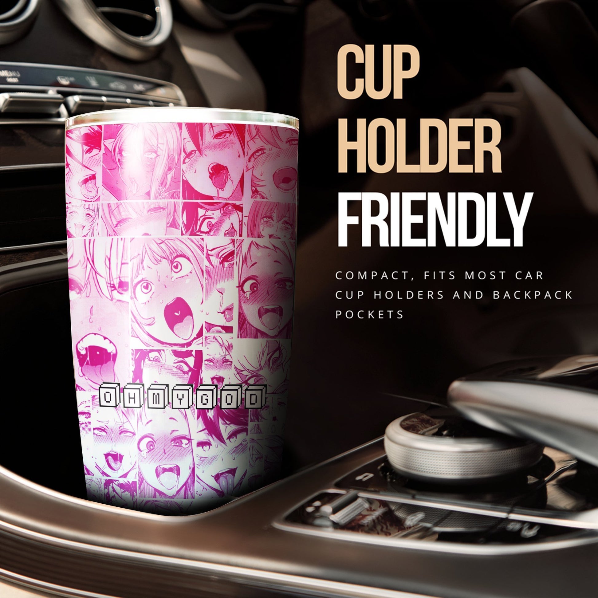 Ahegao Tumbler Cup Custom Anime Car Interior Accessories - Gearcarcover - 2