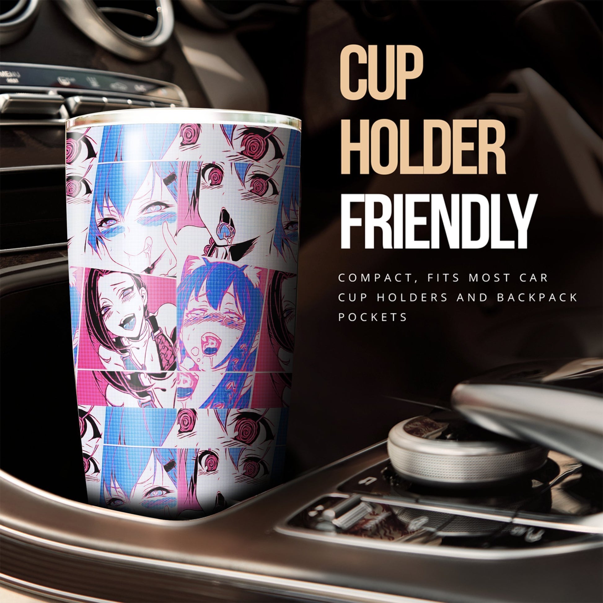 Ahegao Tumbler Cup Custom Neon Vintage Car Interior Accessories - Gearcarcover - 2