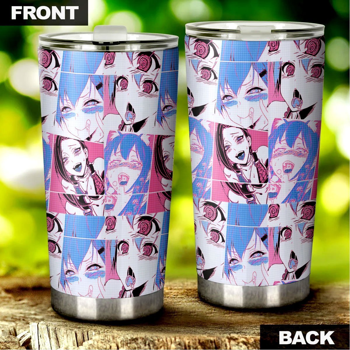 Ahegao Tumbler Cup Custom Neon Vintage Car Interior Accessories - Gearcarcover - 3