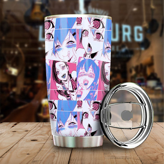 Ahegao Tumbler Cup Custom Neon Vintage Car Interior Accessories - Gearcarcover - 1