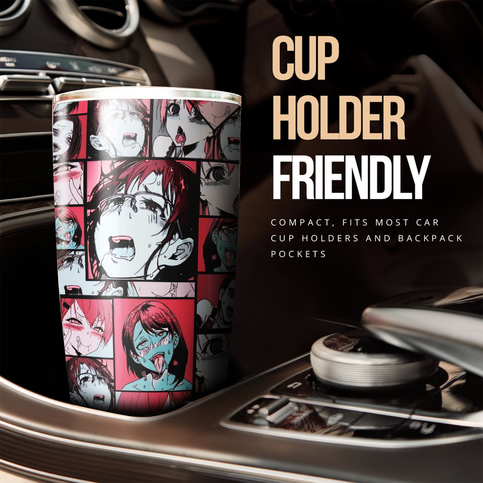 Ahegao Tumbler Cup Custom Vintage Car Interior Accessories - Gearcarcover - 2