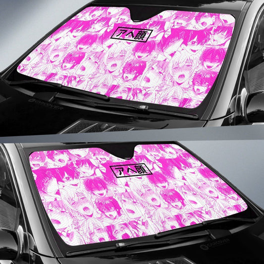 Ahegao Yaoi Car Sunshade Custom Pink Car Interior Accessories - Gearcarcover - 2