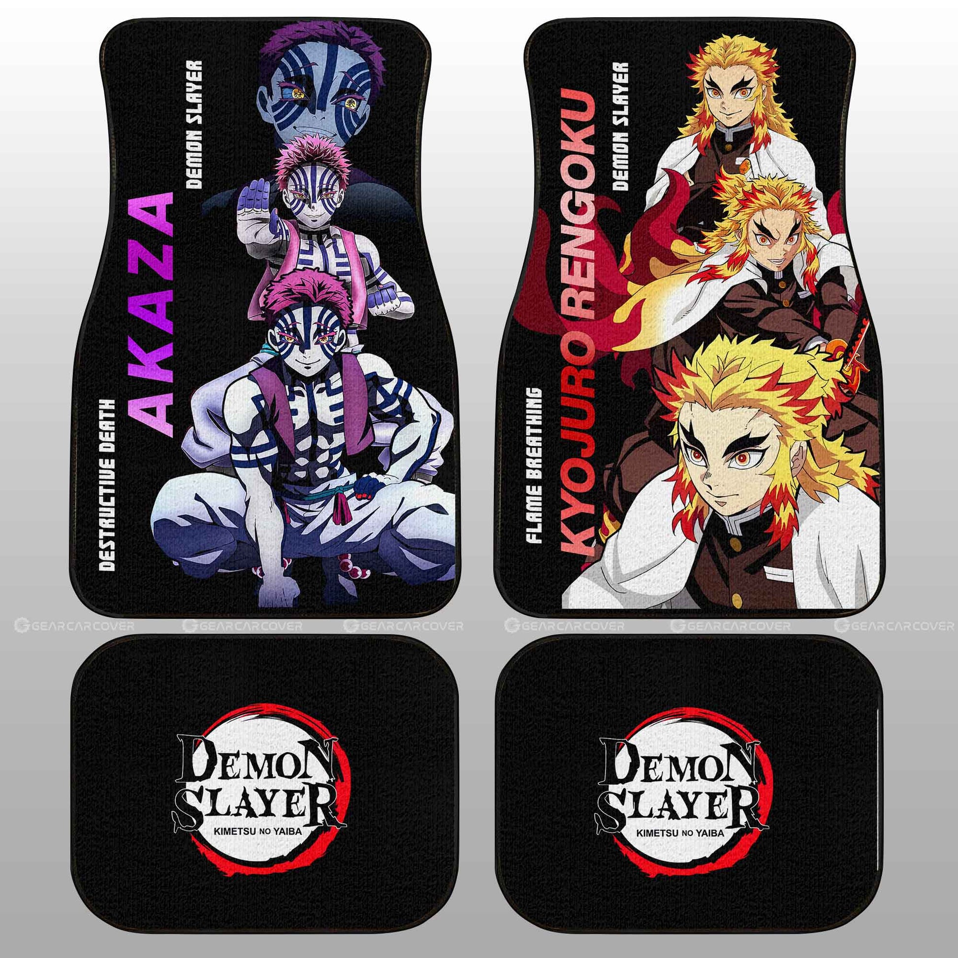 Akaza And Rengoku Car Floor Mats Custom Demon Slayer Anime - Gearcarcover - 1