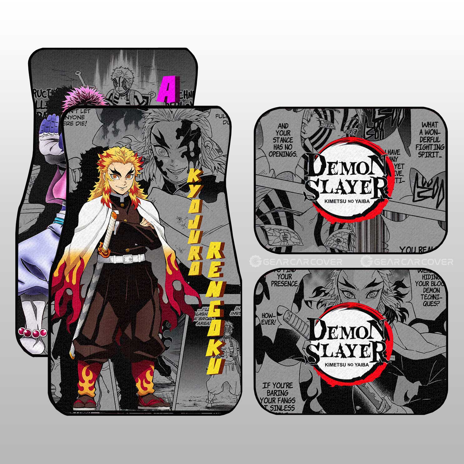 Akaza And Rengoku Car Floor Mats Custom Demon Slayer Anime Mix Mangas - Gearcarcover - 2