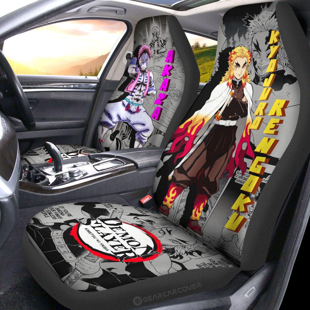 Akaza And Rengoku Car Seat Covers Custom Demon Slayer Anime Mix Mangas - Gearcarcover - 2