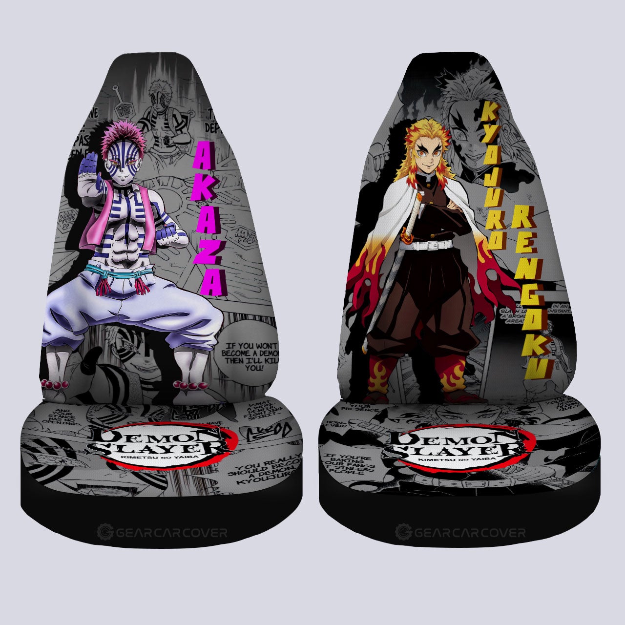 Akaza And Rengoku Car Seat Covers Custom Demon Slayer Anime Mix Mangas - Gearcarcover - 4