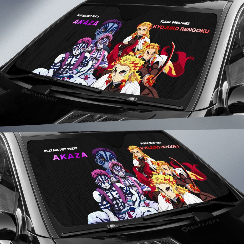 Akaza And Rengoku Car Sunshade Custom Demon Slayer Anime - Gearcarcover - 2