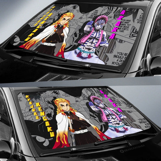 Akaza And Rengoku Car Sunshade Custom Demon Slayer Anime Mix Mangas - Gearcarcover - 2