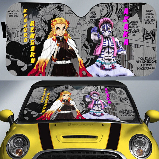 Akaza And Rengoku Car Sunshade Custom Demon Slayer Anime Mix Mangas - Gearcarcover - 1