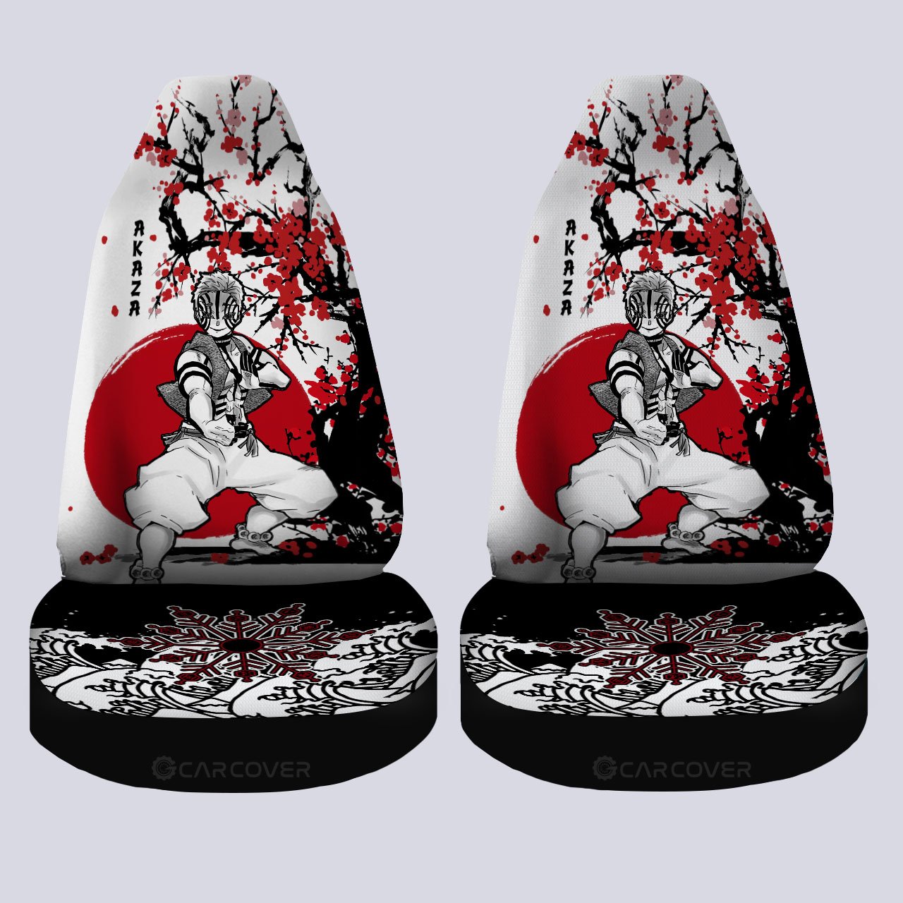Akaza Car Seat Covers Custom Japan Style Anime Demon Slayer Car Interior Accessories - Gearcarcover - 4