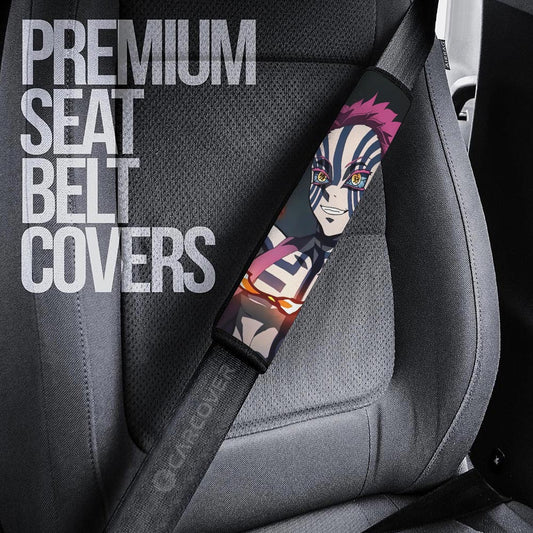 Akaza Seat Belt Covers Custom Demon Slayer Anime Car Accessoriess - Gearcarcover - 2