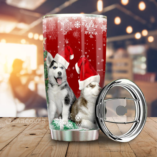 Alaskan Malamutes Tumbler Cup Custom Dog Car Accessories Christmas - Gearcarcover - 2