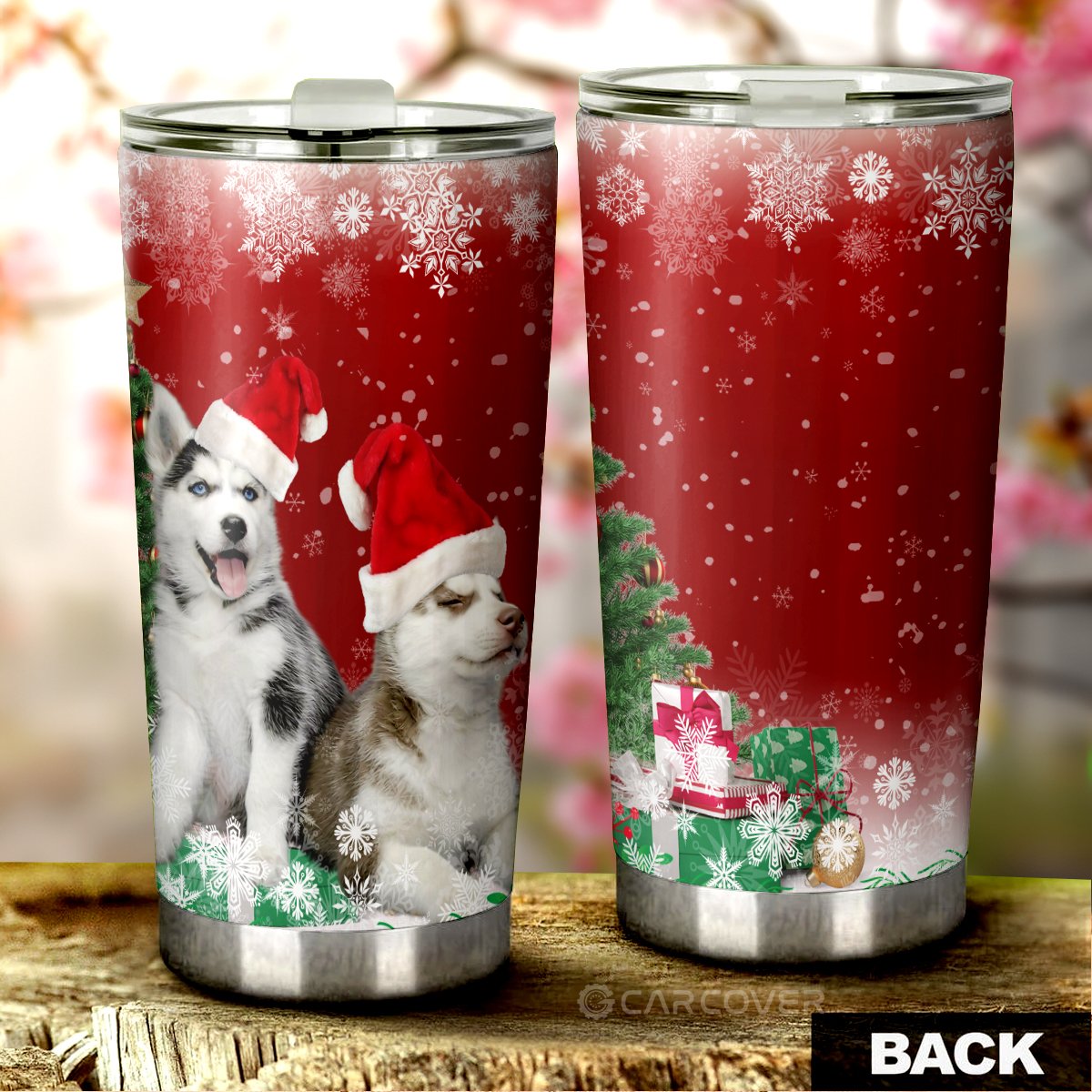 Alaskan Malamutes Tumbler Cup Custom Dog Car Accessories Christmas - Gearcarcover - 4