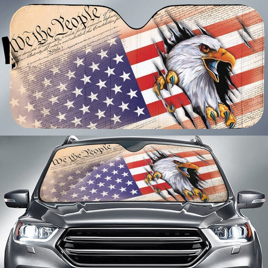 American Eagle Flag Car Sunshade Custom US Flag Car Accessories - Gearcarcover - 1
