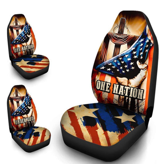 American Flag Car Seat Covers Custom One Nation Under God Car Accessories - Gearcarcover - 1