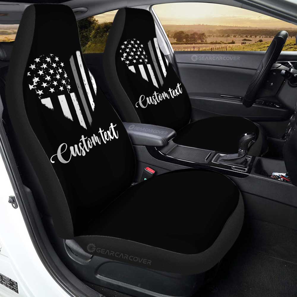 American Flag Heart Car Seat Covers Custom Personalized Name Car Accessories - Gearcarcover - 3