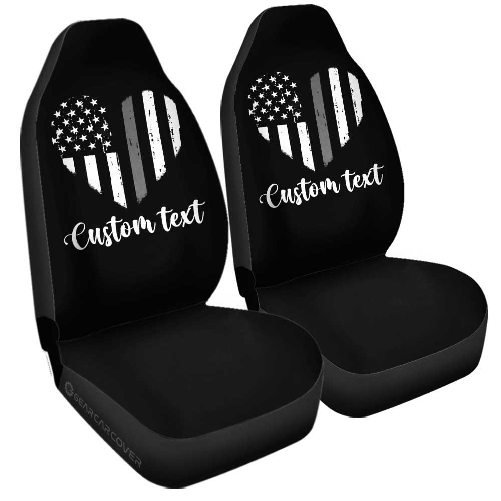 American Flag Heart Car Seat Covers Custom Personalized Name Car Accessories - Gearcarcover - 1