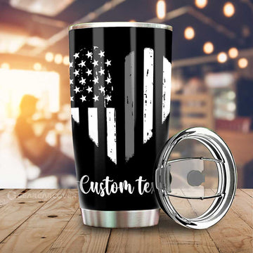 American Flag Heart Tumbler Cup Custom Personalized Name Car Interior Accessories - Gearcarcover - 1