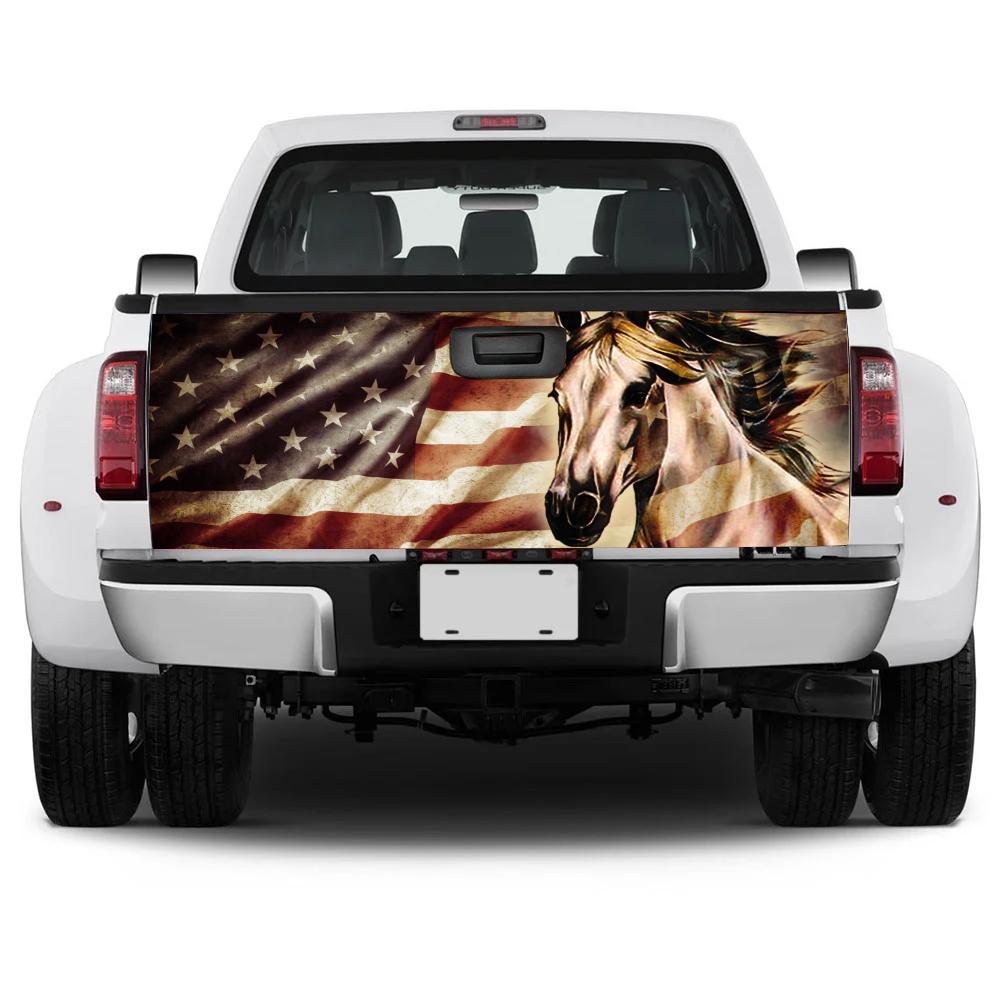 American Flag Horse Truck Tailgate Decal Custom Car Accessories - Gearcarcover - 4