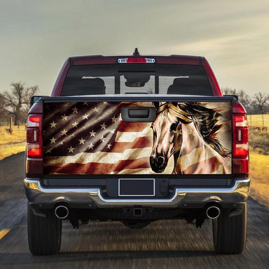 American Flag Horse Truck Tailgate Decal Custom Car Accessories - Gearcarcover - 1