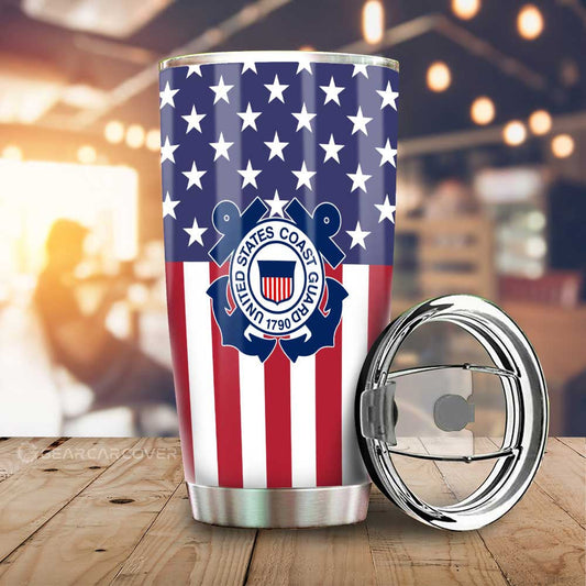 American Flag Military Coast Guard Tumbler Cup Custom Car Interior Accessories - Gearcarcover - 1