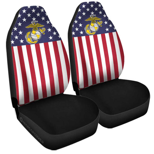 American Flag Military Marine Corps Car Seat Covers Custom Car Accessories - Gearcarcover - 1