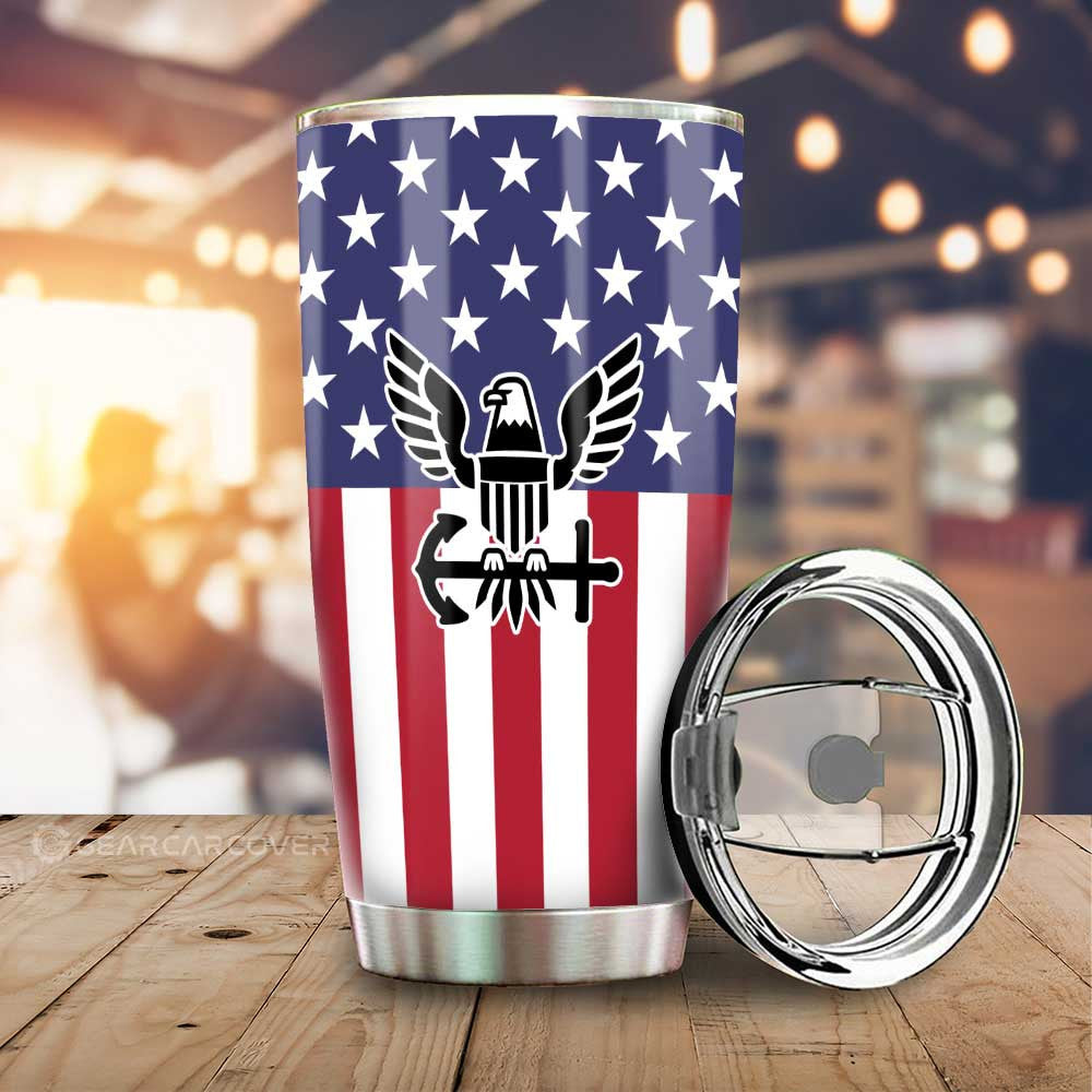 American Flag Military Navy Tumbler Cup Custom Car Interior Accessories - Gearcarcover - 1