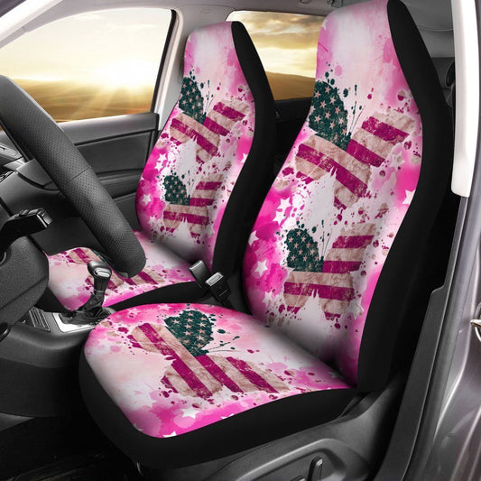 American Flag Pink Car Seat Covers Custom Pink Butterfly Car Accessories - Gearcarcover - 2