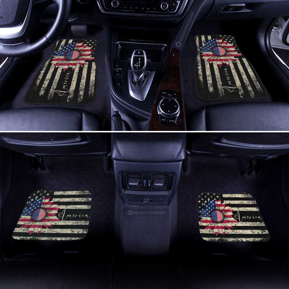 American Flag Sunflower Car Floor Mats Custom Car Accessories - Gearcarcover - 2