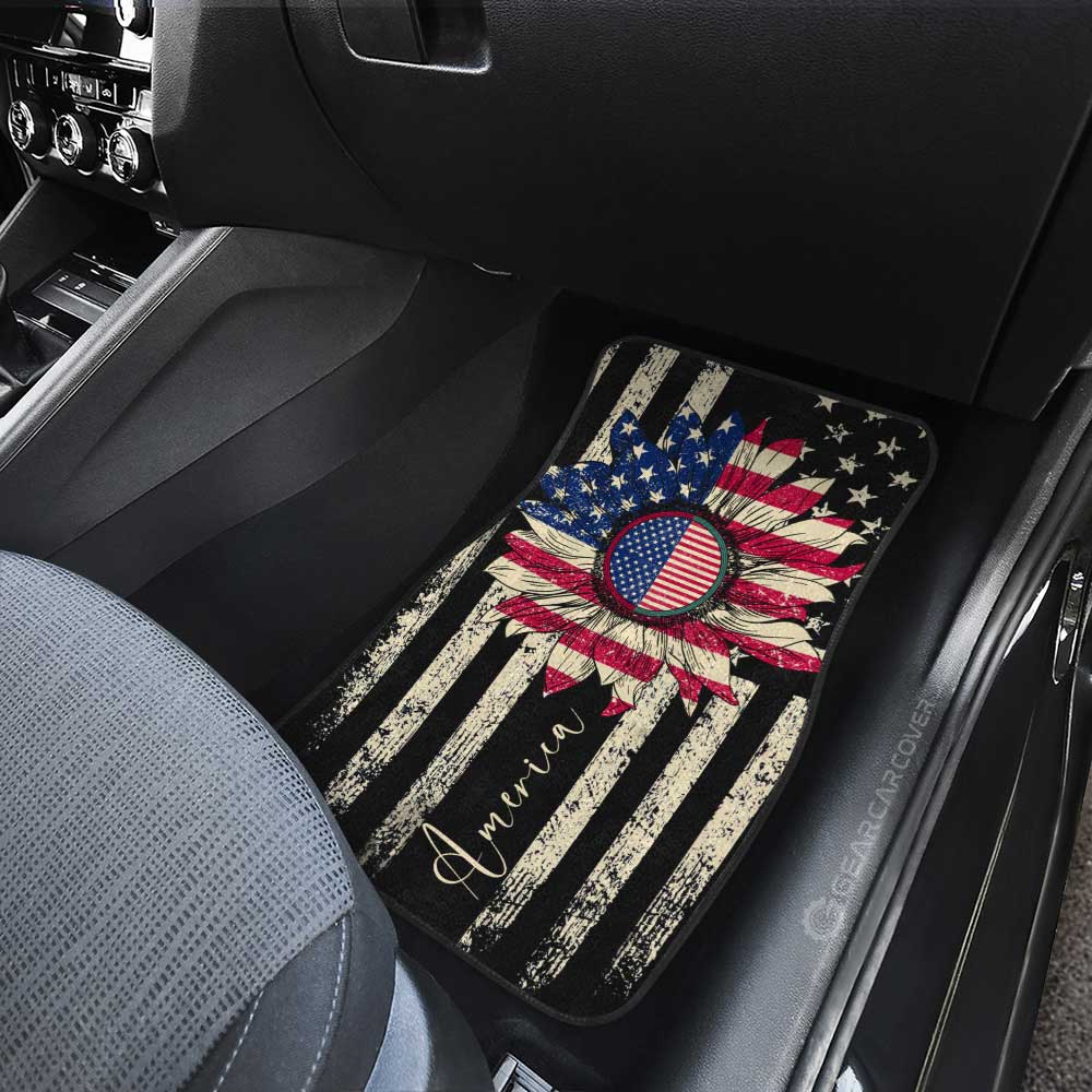 American Flag Sunflower Car Floor Mats Custom Car Accessories - Gearcarcover - 4