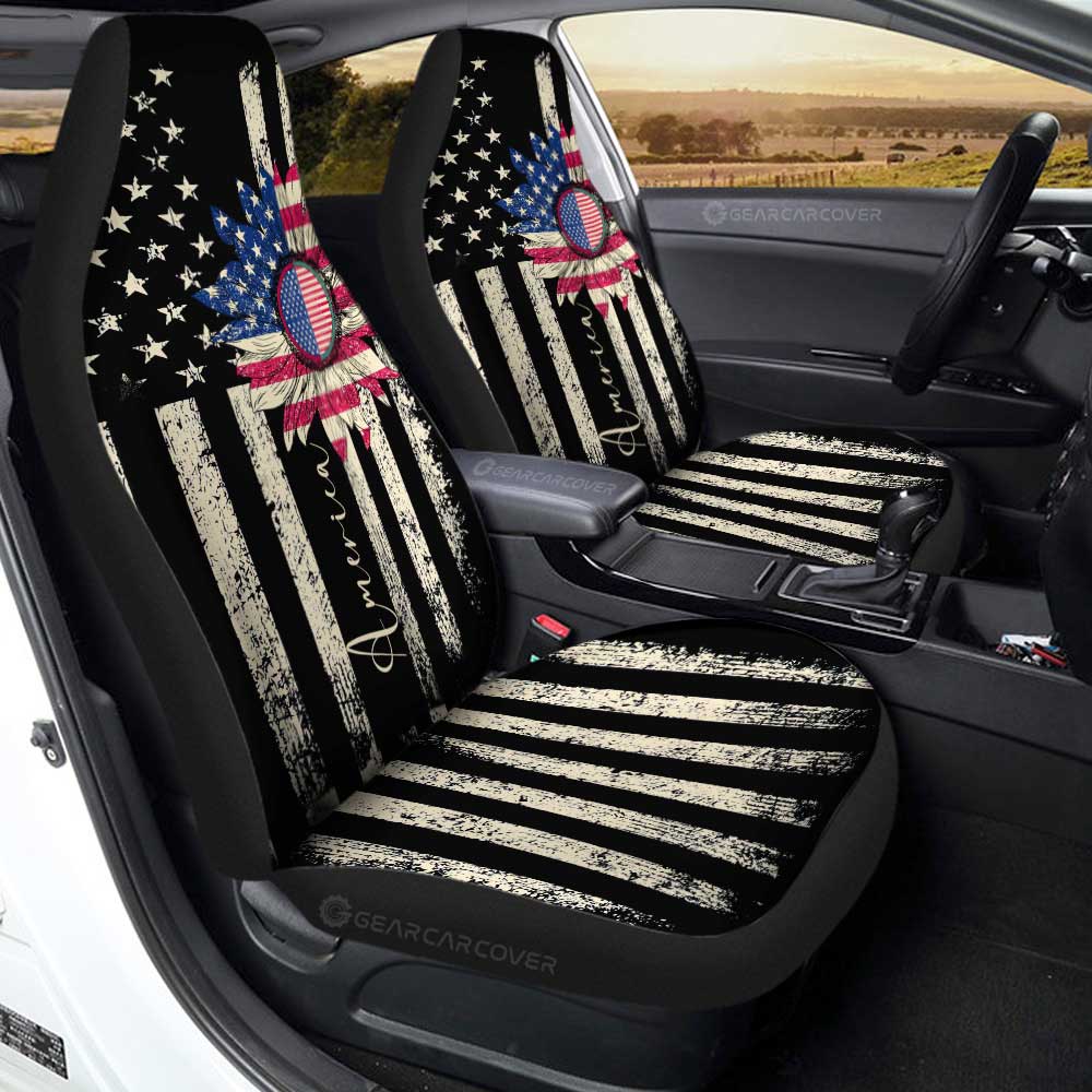 American Flag Sunflower Car Seat Covers Custom Car Accessories - Gearcarcover - 3