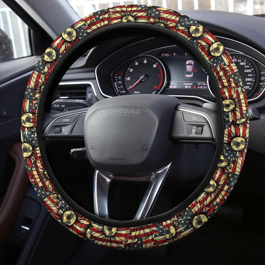 American Sunflower Steering Wheel Covers Custom US Flag Car Accessories - Gearcarcover - 2