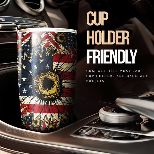 American Sunflower Tumbler Cup Custom Car Accessories - Gearcarcover - 2