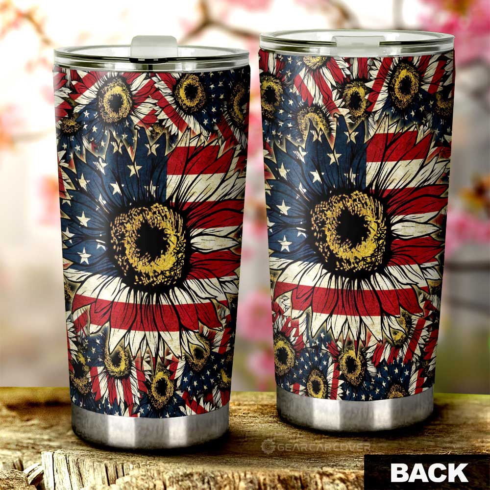 American Sunflower Tumbler Cup Custom Car Accessories - Gearcarcover - 3