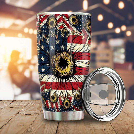 American Sunflower Tumbler Cup Custom Car Accessories - Gearcarcover - 1