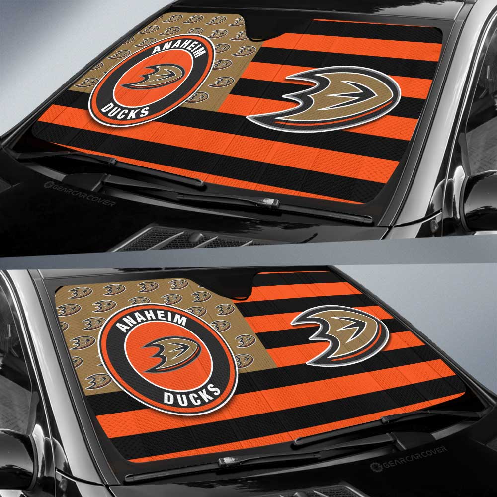 Anaheim Ducks Car Sunshade Custom US Flag Style - Gearcarcover - 2