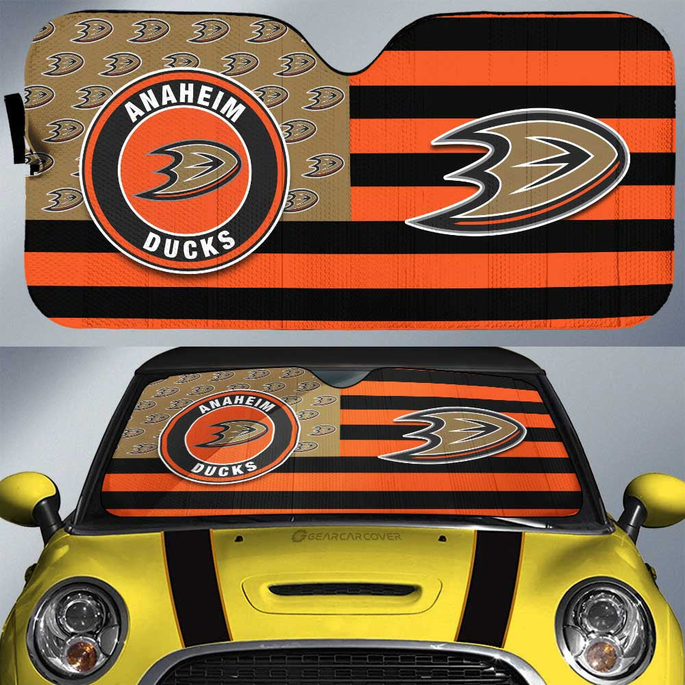 Anaheim Ducks Car Sunshade Custom US Flag Style - Gearcarcover - 1