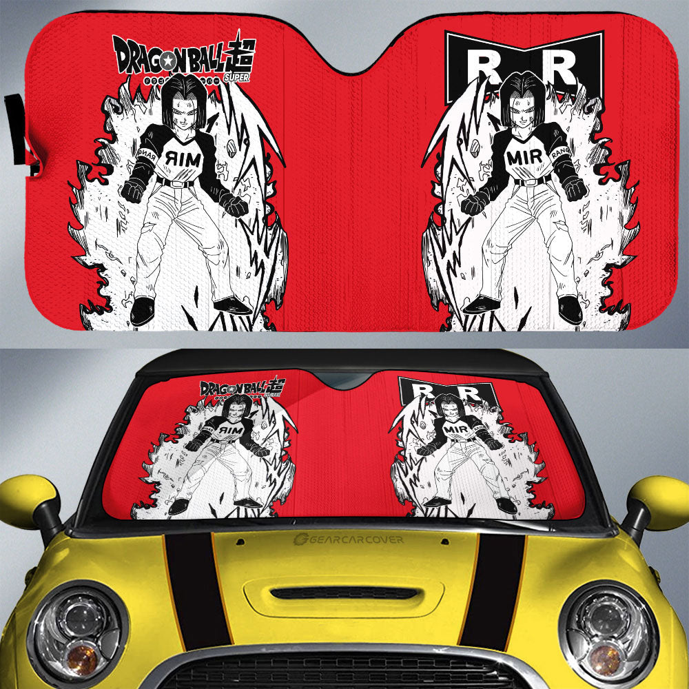 Android 17 Car Sunshade Custom Dragon Ball Anime Car Accessories Manga Style For Fans - Gearcarcover - 1