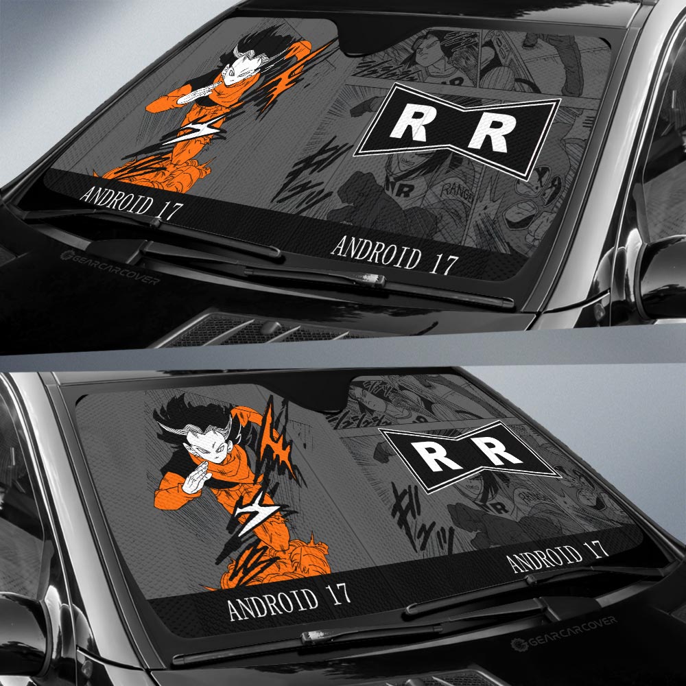 Android 17 Car Sunshade Custom Dragon Ball Anime Manga Color Style - Gearcarcover - 2