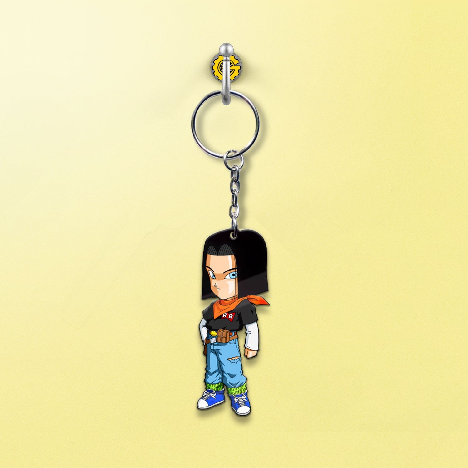 Android 17 Keychain Custom Dragon Ball Anime Car Accessories - Gearcarcover - 2