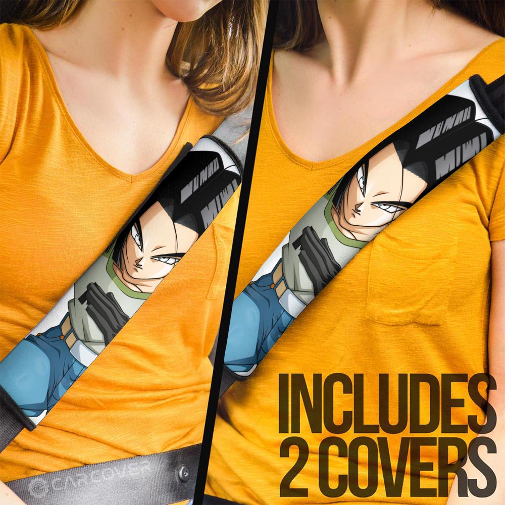 Android 17 Seat Belt Covers Custom Dragon Ball Anime Car Accessories - Gearcarcover - 3