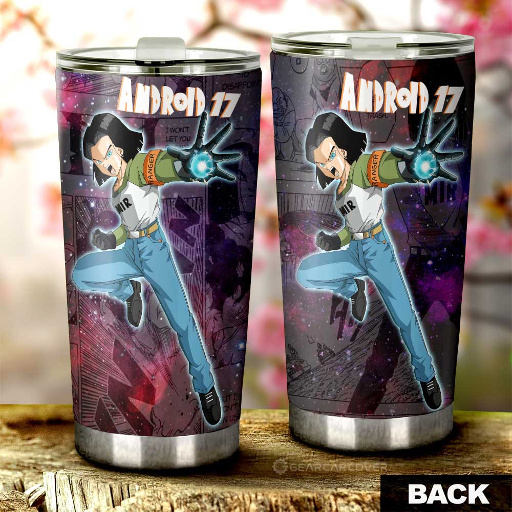 Android 17 Tumbler Cup Custom Dragon Ball Anime Car Accessories Manga Galaxy Style - Gearcarcover - 3