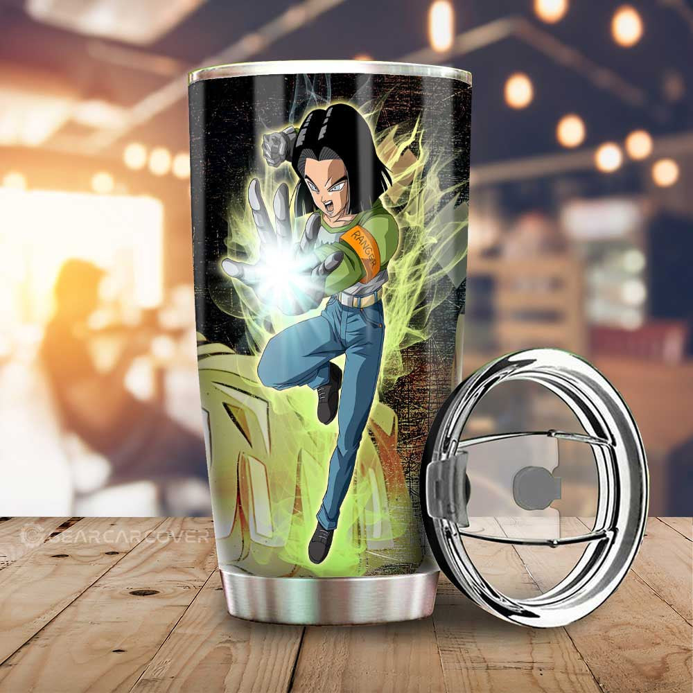Android 17 Tumbler Cup Custom Dragon Ball Anime Car Interior Accessories - Gearcarcover - 1