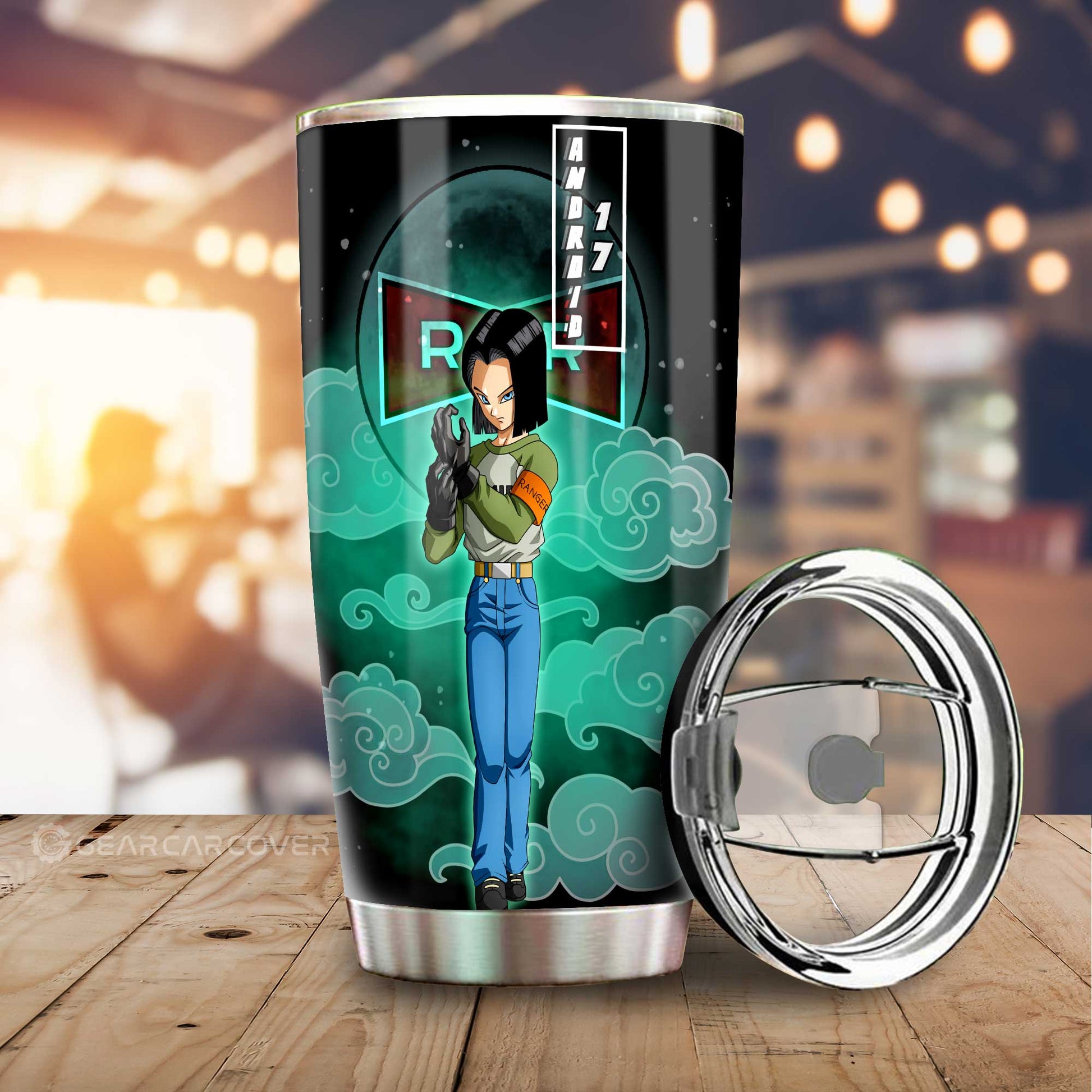 Android 17 Tumbler Cup Custom Dragon Ball Anime Car Interior Accessories - Gearcarcover - 1