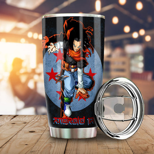 Android 17 Tumbler Cup Custom Dragon Ball Car Accessories - Gearcarcover - 2