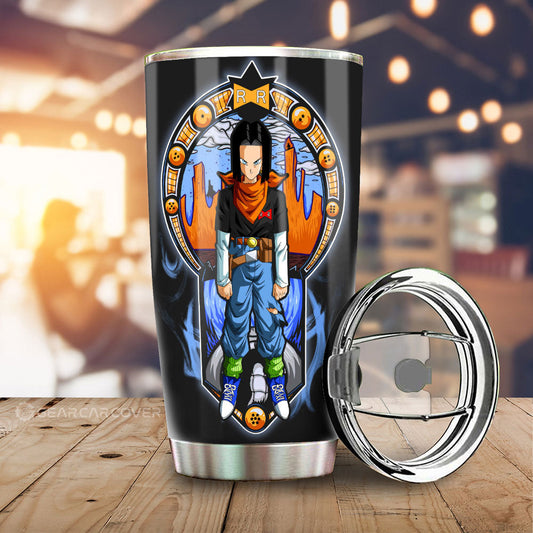 Android 17 Tumbler Cup Custom Dragon Ball Car Interior Accessories - Gearcarcover - 1