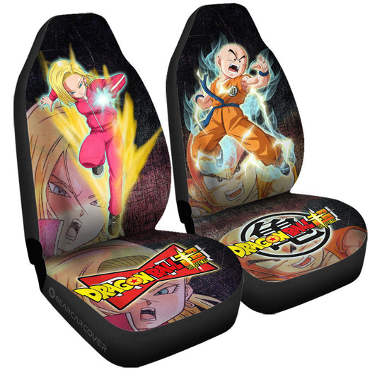 Android 18 And Krillin Car Seat Covers Custom Dragon Ball Anime Car Accessories - Gearcarcover - 2