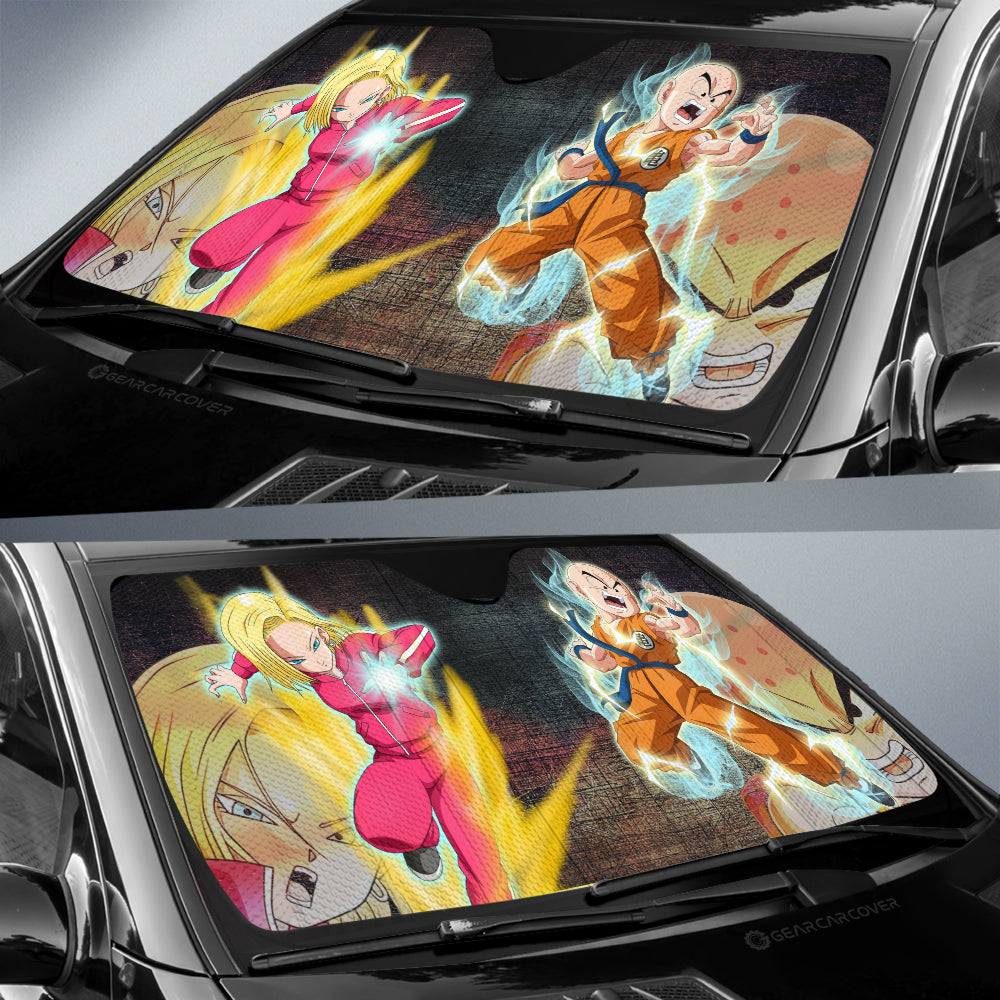 Android 18 And Krillin Car Sunshade Custom Dragon Ball Anime Car Interior Accessories - Gearcarcover - 3