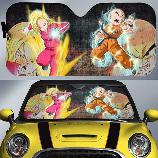 Android 18 And Krillin Car Sunshade Custom Dragon Ball Anime Car Interior Accessories - Gearcarcover - 1